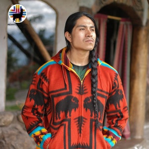 Alpaca Jacket red Buffalo Handcrafted by Indigenous Hands. Super Warm ...