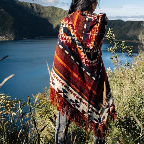 Handmade Alpaca Poncho. Handcrafted by Indigenous Hands. V Shaped. Soft and warm.