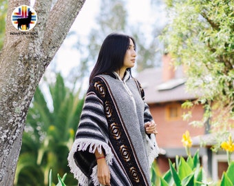 Handcrafted Wool Cape (Desert Night) 100% open front with Hood. Handcrafted by Indigenous Hands. Machine Washable!  Gift Ideas