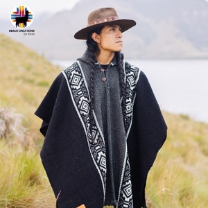 Handmade Sheep Wool Poncho (Midnight)  Handcrafted by Indigenous Hands. Unisex. One Size. Machine Washable! FREE SHIPPING! Gift Ideas