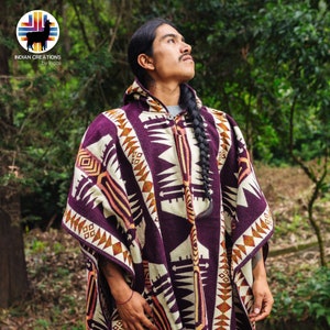Alpaca Poncho (Hitchin Lavender) Handcrafted by Indigenous Hands. Soft and warm with hood. One size and Unisex use. FREE SHIPPING!Gift Ideas
