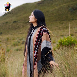 Handmade Sheep Wool Poncho. (Autumn Forest) Closed in the front with Hood. Handcrafted by Indigenous Hands. Machine Washable! FREE SHIPPING!
