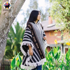 Handcrafted Sheep Wool Cape (Desert Night) open front with Hood. Handcrafted by Indigenous Hands. Machine Washable! FREE SHIPPING!Gift Ideas
