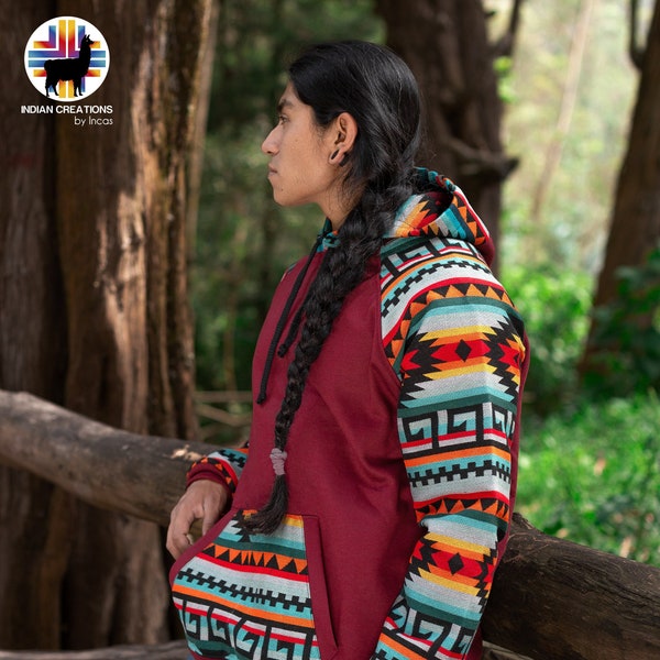 Native Hoodie (Red Sunset) Handcrafted by Indigenous Hands.  CHRISTMAS GIFT IDEAS.  Gift Ideas