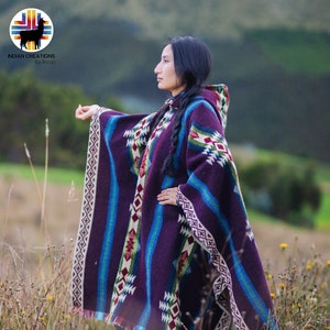 Alpaca Poncho (Colorful Sensation ) Handcrafted by Indigenous Hands. Soft and warm with hood. One size and Unisex use. Christmas Gift Ideas