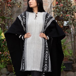 Handmade Wool Poncho. (Half Moon)Closed in the front with Hood. Handcrafted by Indigenous Hands. Machine Washable!  San Valentine Gift Ideas