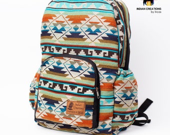 Sac à dos au design exclusif fait main. (Aqua Geometric Design) Léger, fait main, unique. Lavable en machine ! LIVRAISON GRATUITE ! Idées cadeaux