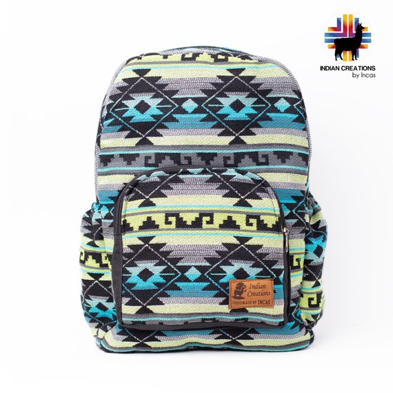 Handmade Geometric Pattern Backpack Authentic Handmade Guatemalan Backpack, One of a Kind  main image 2