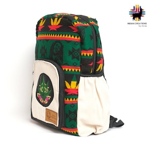 Handgemaakte katoenen rugzak (Be a Rasta) gemaakt door Indigenous Hands.uniek, toegankelijk. Lichtgewicht. Machinewasbaar! GRATIS VERZENDING! Cadeau-ideeën