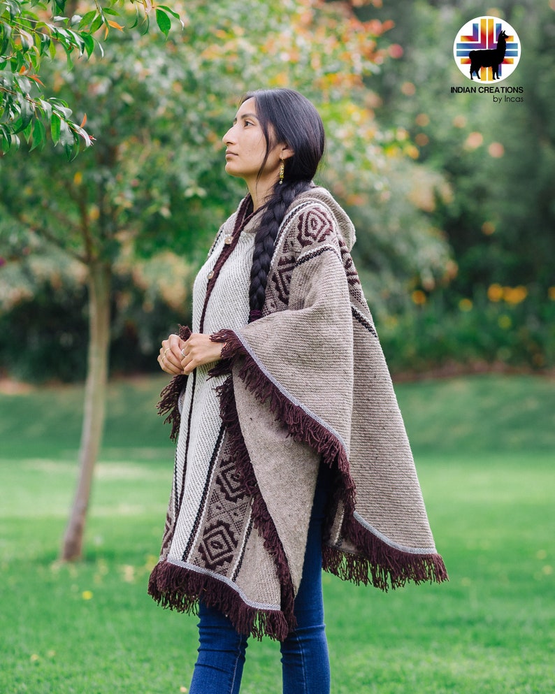Handcrafted Wool Cape. Raw Umber 100% wool cape open front with Hood. Free Shipping. Gift Ideas image 1
