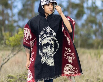 Handmade Alpaca Wool Poncho (crazy Skull) Handcrafted by