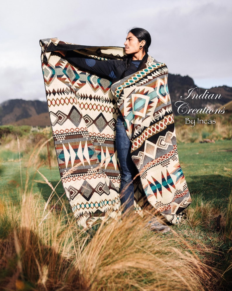 Handmade Alpaca Wool Blanket. Peace in the Valley Queen Size. Handcrafted by Indigenous Hands Super Soft and Warm. Mother's Day Gift Ideas image 4