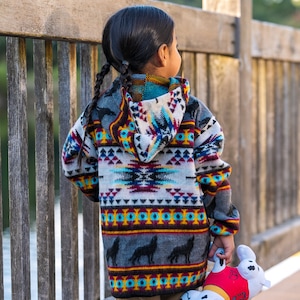 Handmade Alpaca Wool Toddlers/Kids Jackets. (Indigenous Wolf) Super Soft, Super Warm, Super Cute. FREE SHIPPING! Gift Ideas