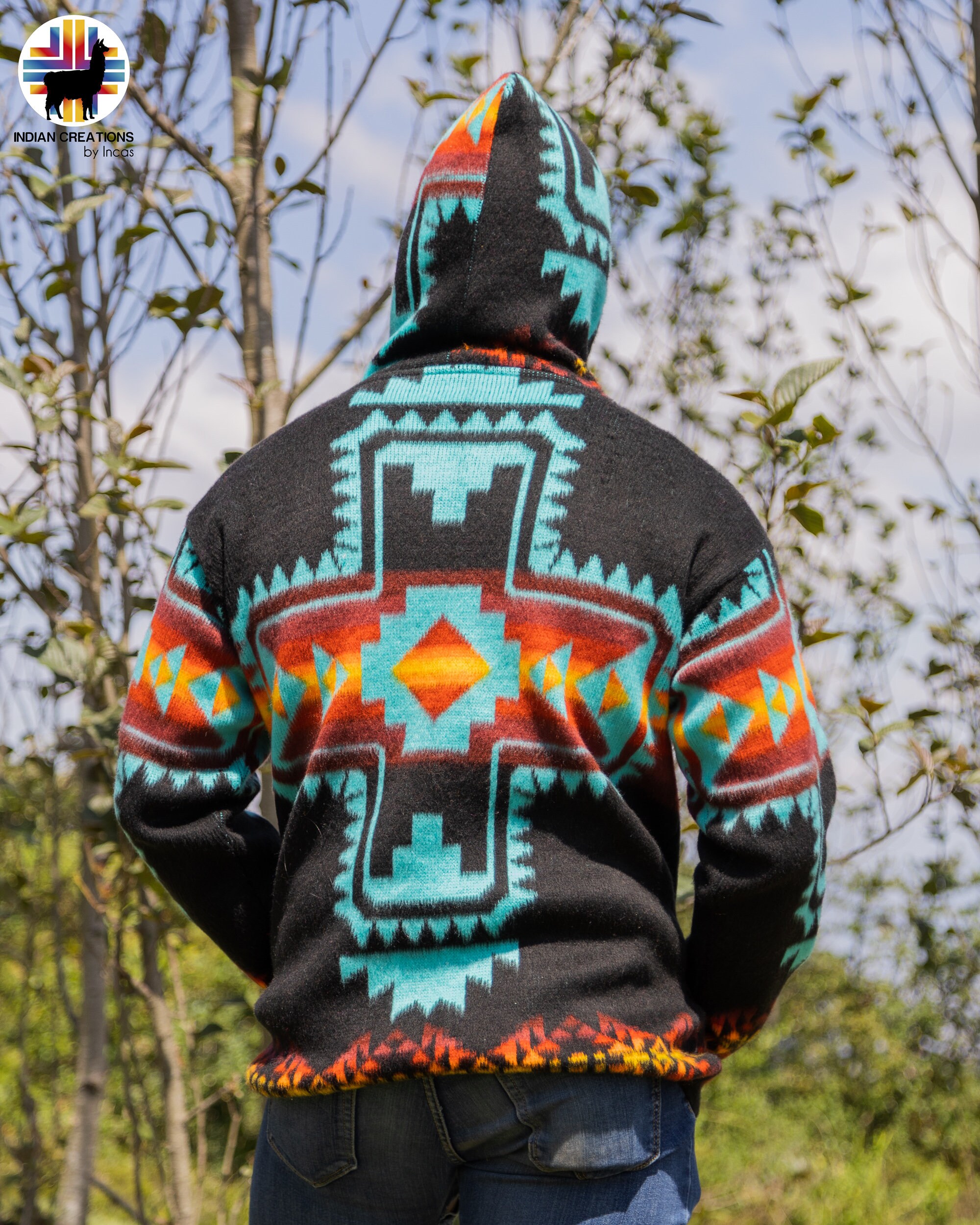 Ameri RUG PATTERN KNIT JACKET マスタード FREE Aztec Print Full Zip Jacket / Native Pattern Winter Coat