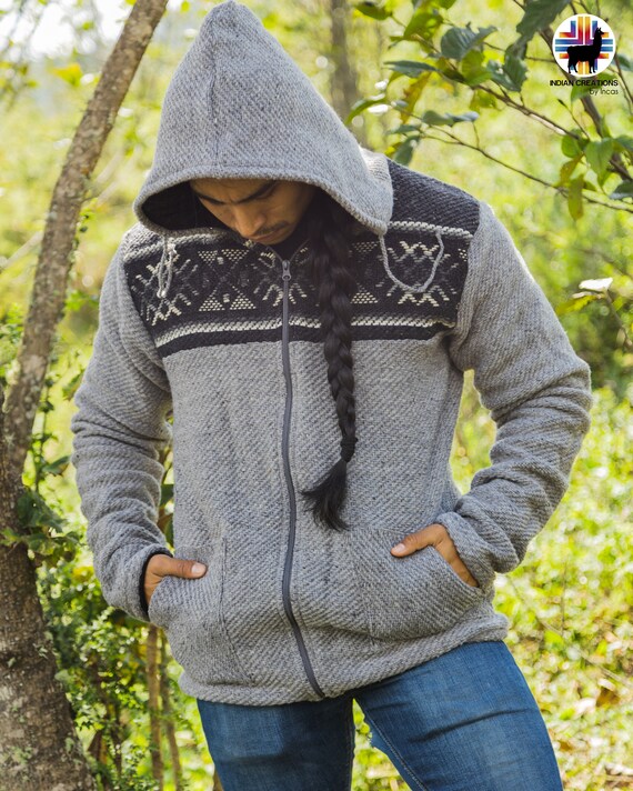 Wool Sheep Jacket gray Rose Handcrafted by Indigenous Hands. Super