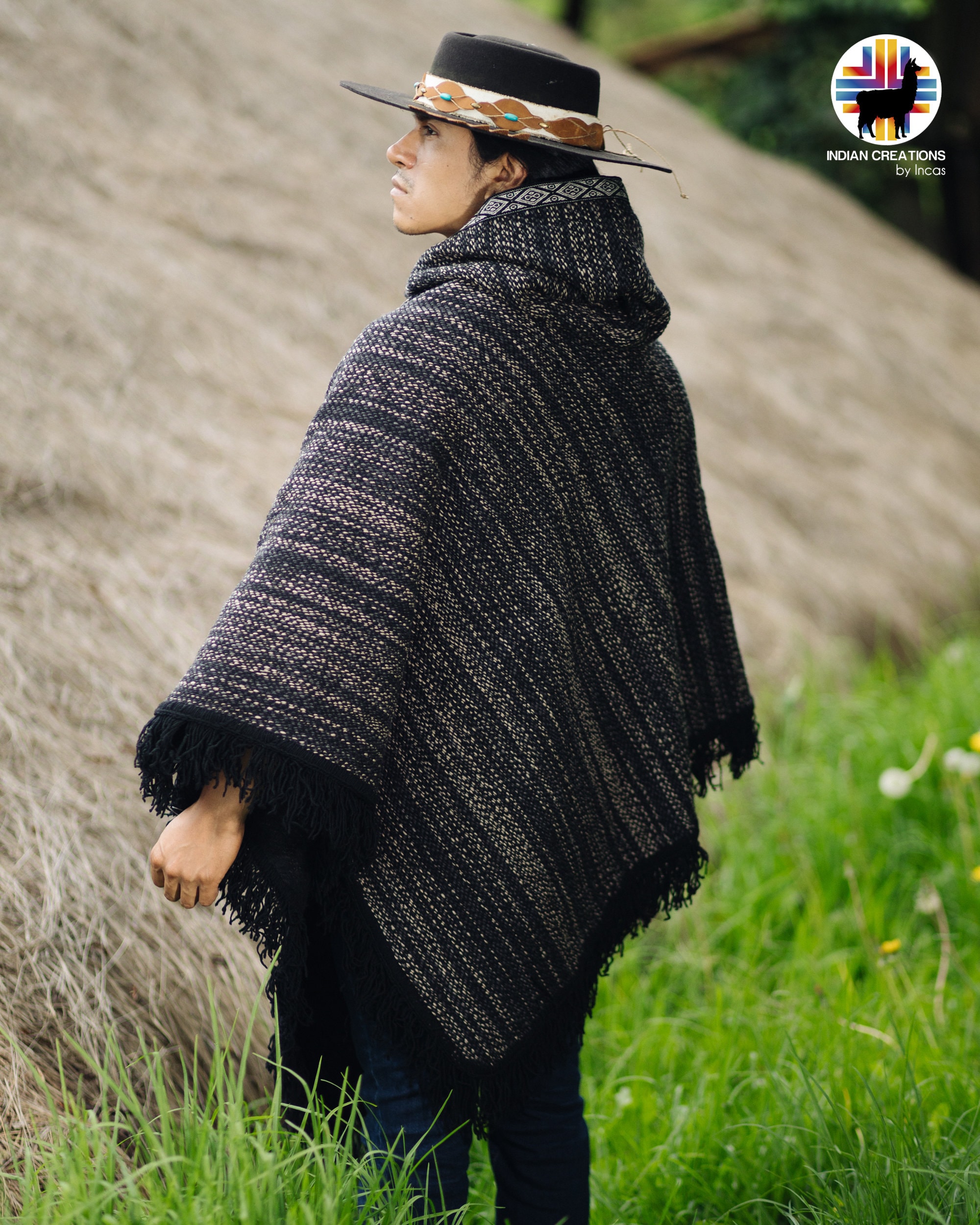 Unisex Wool Sheep Poncho. V Shaped Style. Handcrafted by