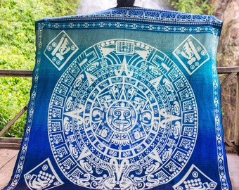 Cobertor de lã de alpaca feito à mão. (Calendário Asteca II) Lindamente desenhado por artesãos indígenas. Lavável à máquina. FRETE GRÁTIS! Ideias para presentes