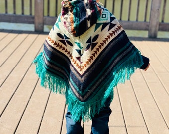 Handmade Alpaca Toddlers/Kids Poncho Size 6 . Super Soft, Super Warm, Super Cute. Free Shipping!