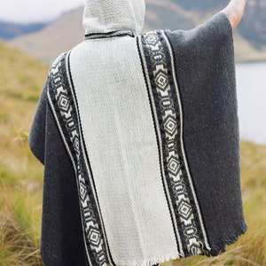 Handmade Sheep Wool Poncho. (Fog Gray) Closed in the front with Hood.Crafted by Indigenous Hands.Machine Washable!Free Shipping!Gift Ideas image 8