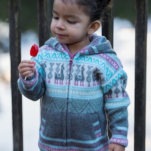 Handmade Alpaca Wool Toddlers/Kids Jackets. (Blue Alpaca) Super Soft, Super Warm, Super Cute. Machine Washable. FREE SHIPPING! Gift Ideas