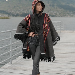 Wool Cape. Mauvelous Rose 100% wool cape open front with Hood. Handcrafted by Indigenous Hands. Machine Washable San Valentine Gift Ideas image 3