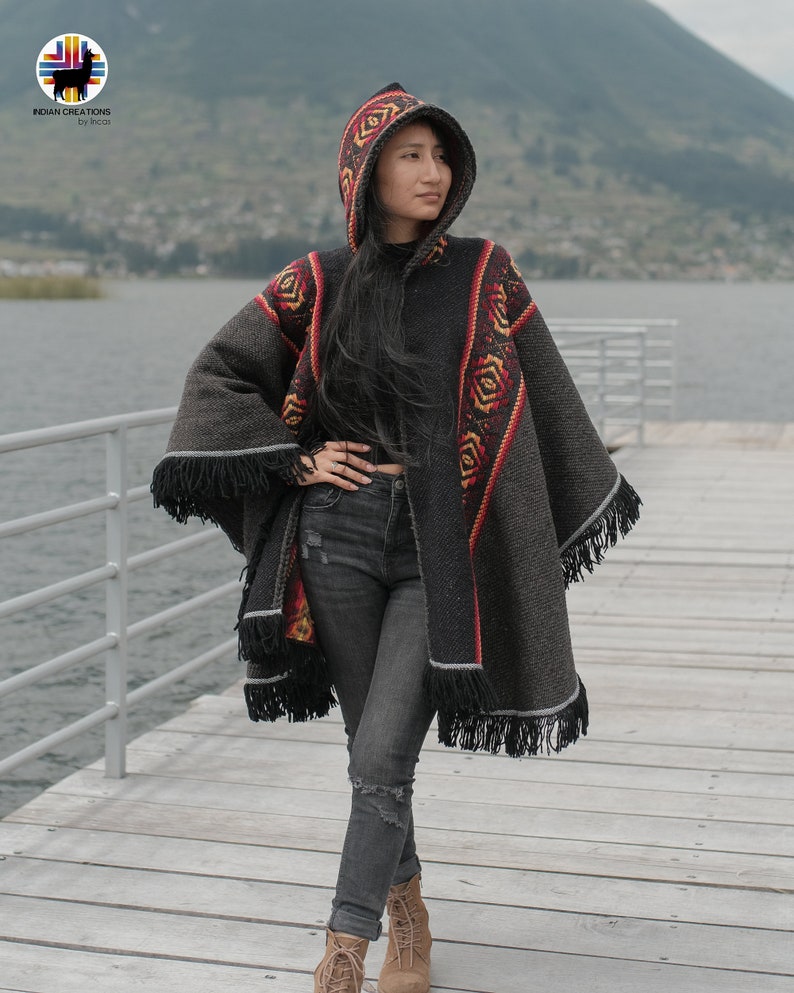 Wool Cape. Mauvelous Rose 100% wool cape open front with Hood. Handcrafted by Indigenous Hands. Machine Washable San Valentine Gift Ideas image 3