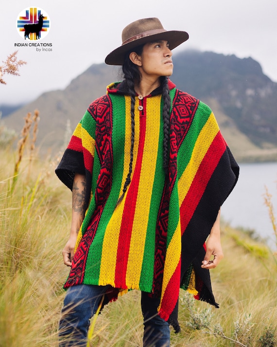 Handmade poncho colorful hat from Peru. - gulbaytanyildiz.com