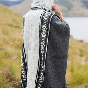 Handmade Sheep Wool Poncho. (Fog Gray) Closed in the front with Hood.Crafted by Indigenous Hands.Machine Washable!Free Shipping!Gift Ideas image 6
