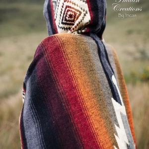 Poncho in alpaca geometrico dei nativi americani Desert Thunder. DESIGN ESCLUSIVO Ultra morbido e caldo. Lavabile in lavatrice Idee regalo per San Valentino immagine 6