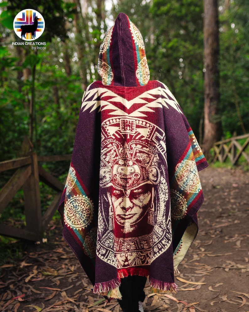 Aztec Rug Poncho Alpaca Wool Poncho (aztec Warrior II) Handcrafted by Indigenous Hands ...