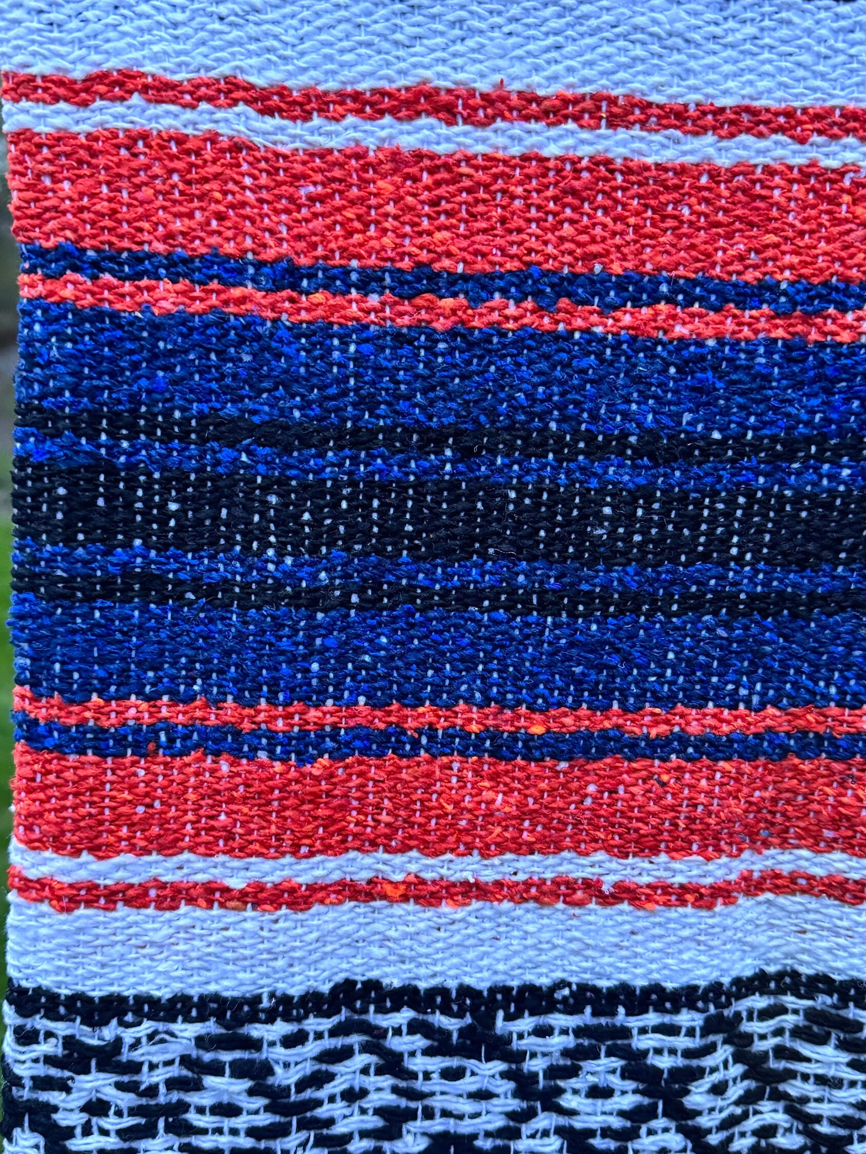 Open Road Goods Coperta Da Yoga Messicana Nera - Serape Spessa Con Diamanti Navajo Con Strisce Rosse, Marroni, Marrone Chiaro E Bianche - Foto 4