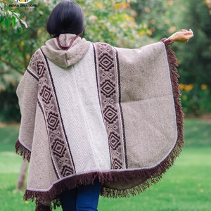 Handcrafted Wool Cape. Raw Umber 100% wool cape open front with Hood. Free Shipping. Gift Ideas image 9