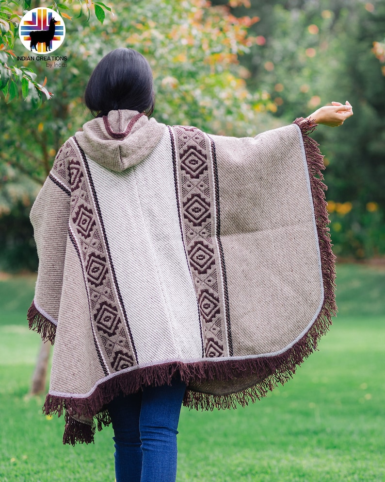 Handcrafted Wool Cape. Raw Umber 100% wool cape open front with Hood. Free Shipping. Gift Ideas image 9