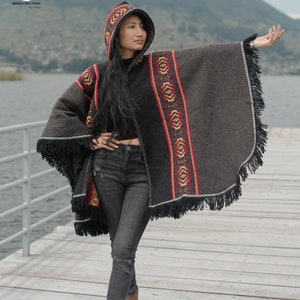 Wool Cape. Mauvelous Rose 100% wool cape open front with Hood. Handcrafted by Indigenous Hands. Machine Washable San Valentine Gift Ideas image 5