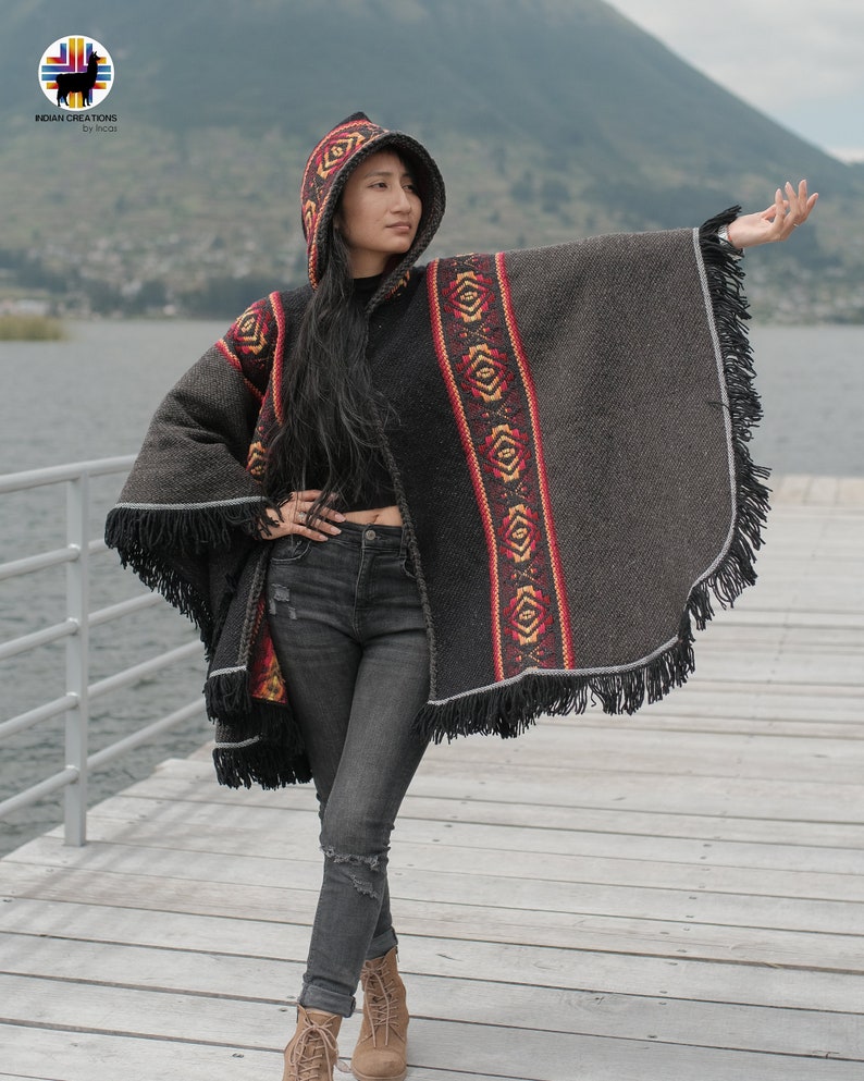 Wool Cape. Mauvelous Rose 100% wool cape open front with Hood. Handcrafted by Indigenous Hands. Machine Washable San Valentine Gift Ideas image 5