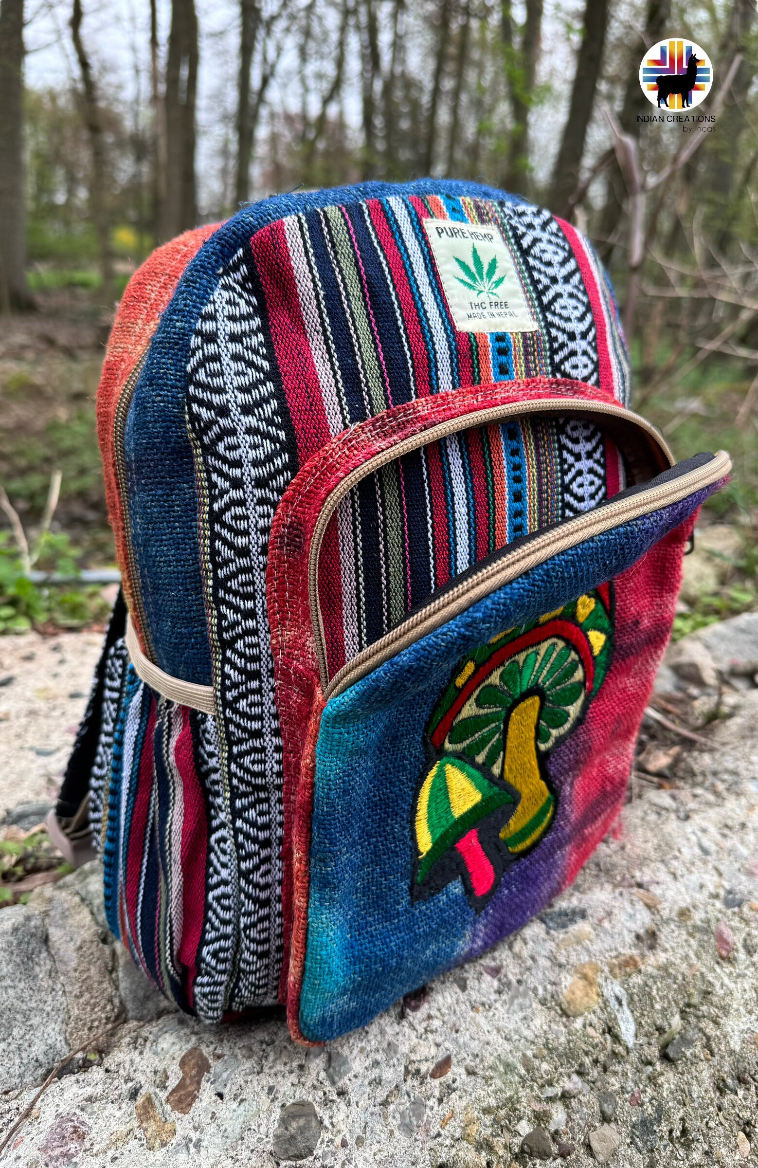 Sac à dos géométrique fait main. (Champignon sauvage). Tie-dye. Sans THC. Conception exclusive. LIVRAISON GRATUITE ! Idées cadeaux