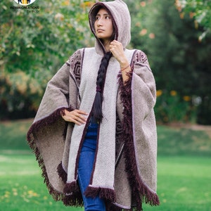 Handcrafted Wool Cape. Raw Umber 100% wool cape open front with Hood. Free Shipping. Gift Ideas image 5