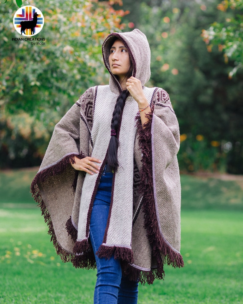 Handcrafted Wool Cape. Raw Umber 100% wool cape open front with Hood. Free Shipping. Gift Ideas image 5
