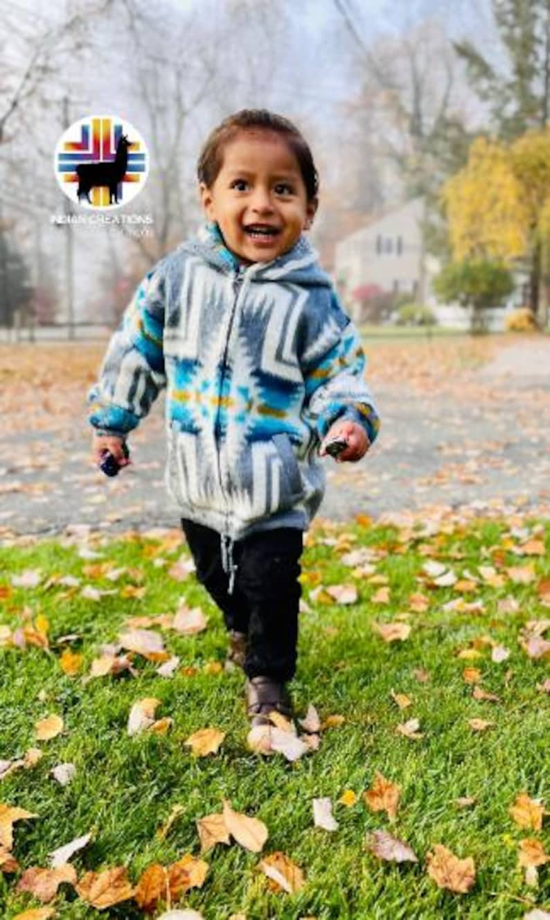 Handmade Alpaca Wool Toddlers/Kids Jackets. (Light Wolves) Unisex. Super Soft, Super Warm, Super Cute. FREE SHIPPING! Gift Ideas image 5