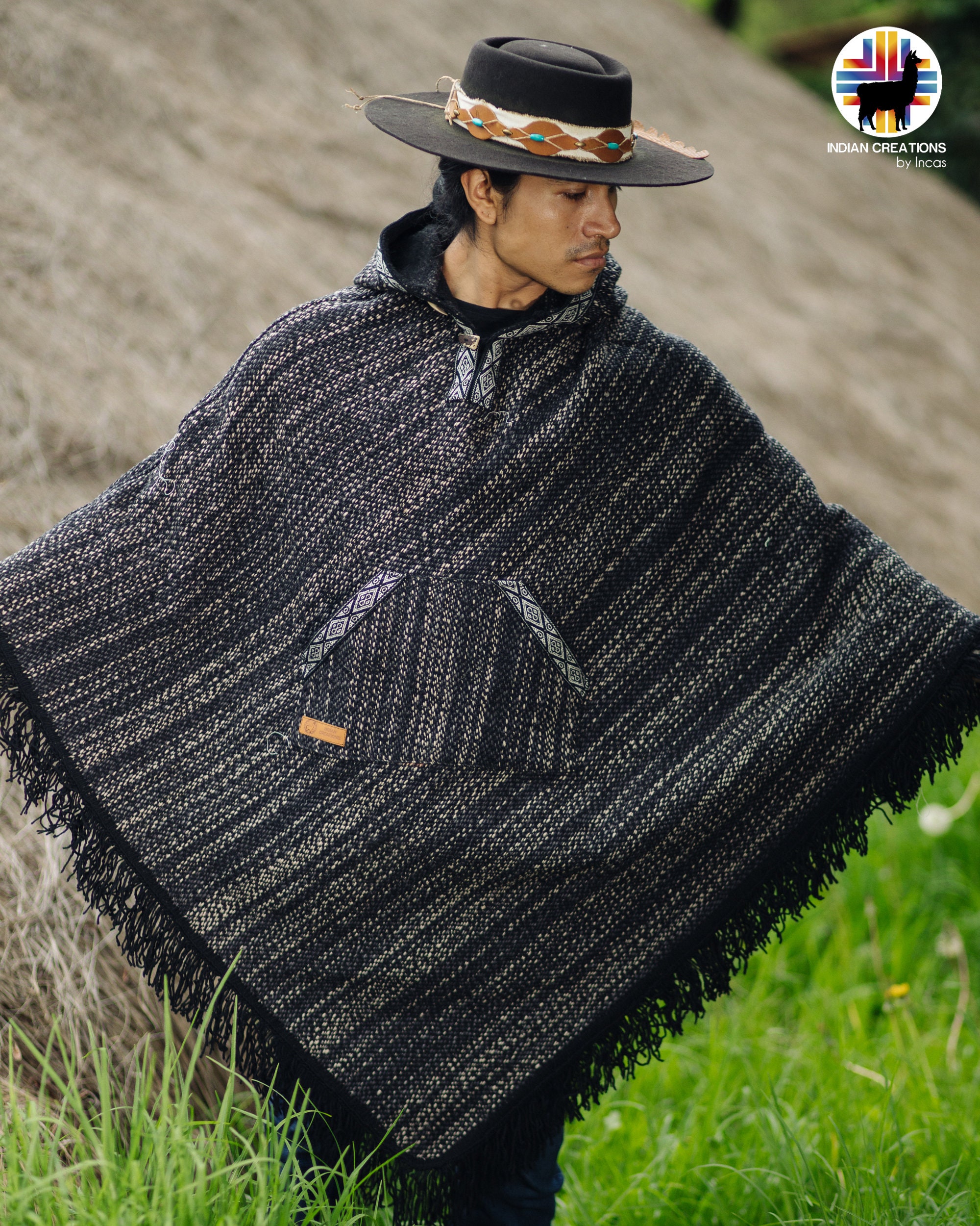 Unisex Wool Sheep Poncho. V Shaped Style. Handcrafted by Unisex Wool Sheep Poncho. V Shaped Style. Handcrafted by