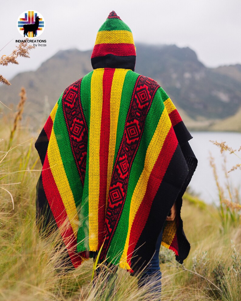 Handmade Wool Poncho. rasta Style Closed in the Front. - Etsy