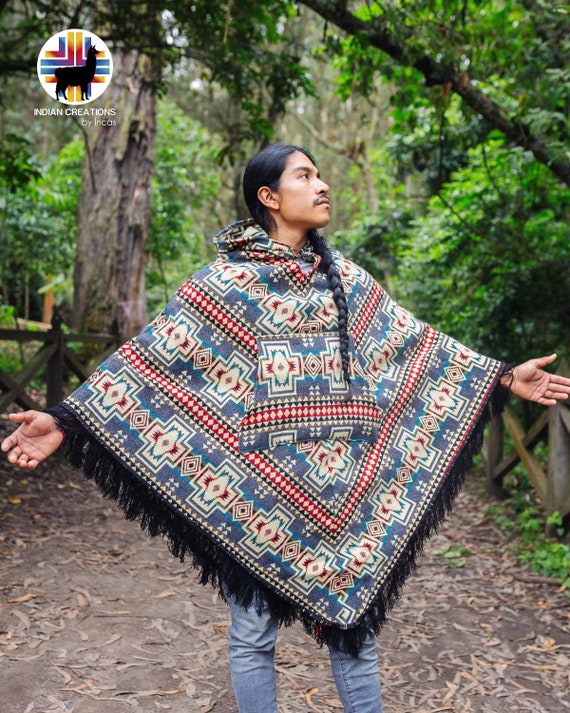 Unisex Alpaca Wool Poncho. V Shaped Style. Super Soft and