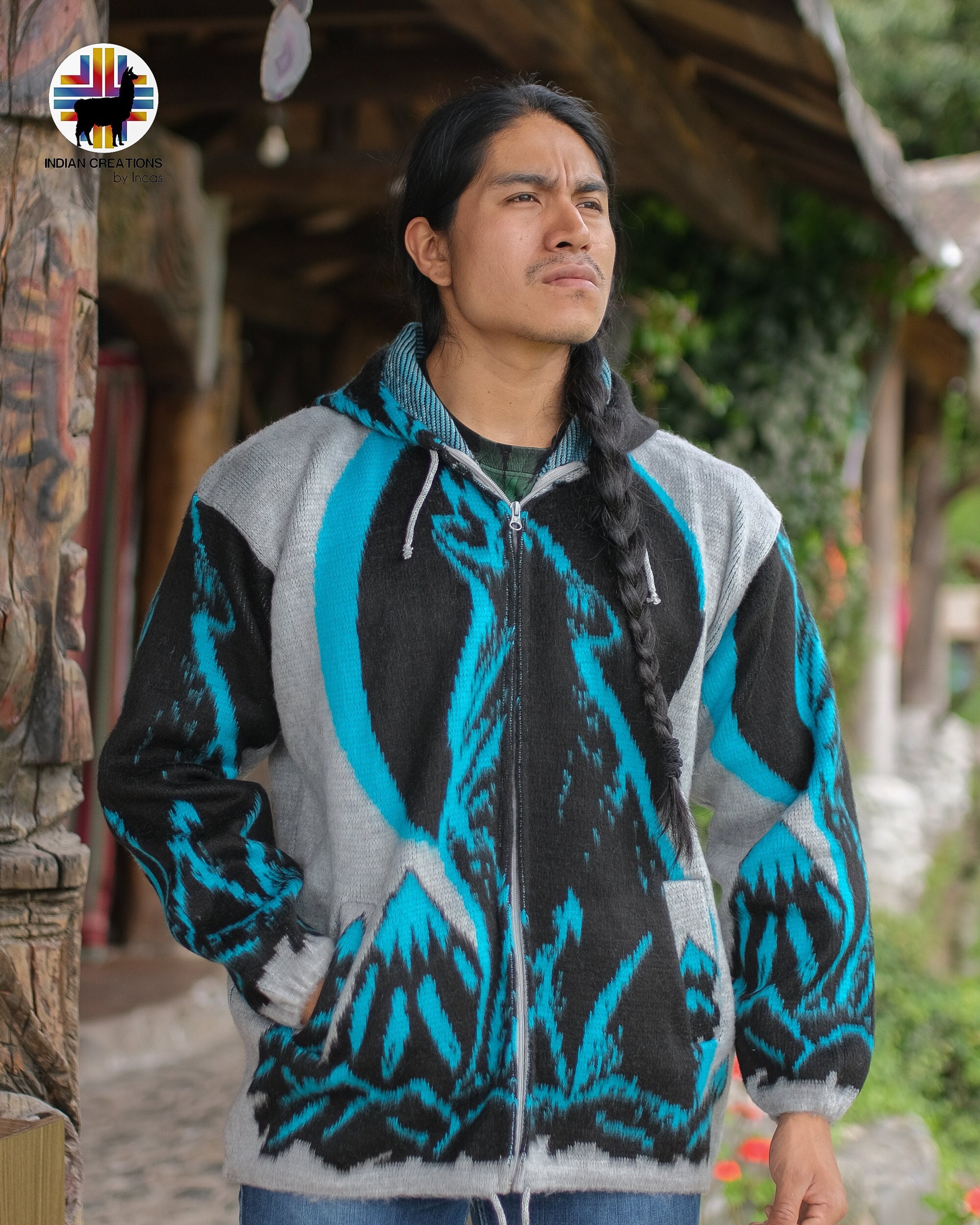 ジャケット JACKET IN ALPACA AND WOOL BLEND Men's Heavyweight Full-Zip 100% Baby Alpaca Wool Jacket
