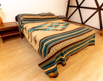 KING SIZE and HEAVY-Duty Alpaca Blanket  (Mountain Range). Handcrafted by Indigenous Hands. Warm, Soft, Durable, Machine Washable.