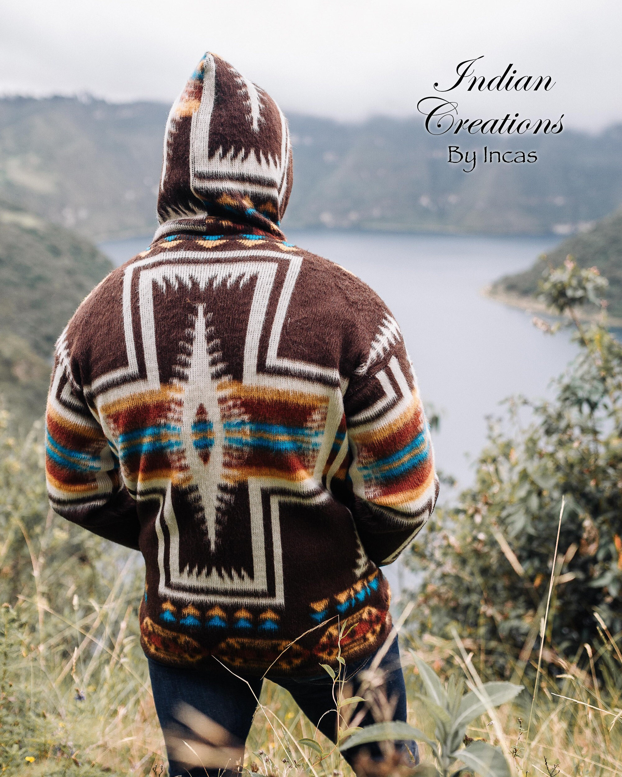 EHTMSAK Men's Hoodie Drawstring Drawstring Aztec Print Sweatshirt for Men  Long Sleeve Hooded Coats for Men Camouflage Mens Dress Jacket Black3 L