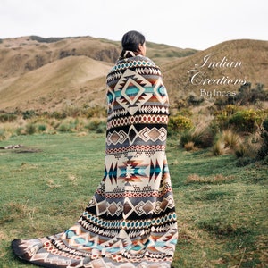 Handmade Alpaca Wool Blanket. Peace in the Valley Queen Size. Handcrafted by Indigenous Hands Super Soft and Warm. Mother's Day Gift Ideas image 1