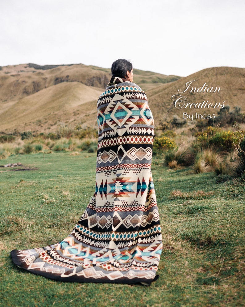 Handmade Alpaca Wool Blanket. Peace in the Valley Queen Size. Handcrafted by Indigenous Hands Super Soft and Warm. Mother's Day Gift Ideas image 1