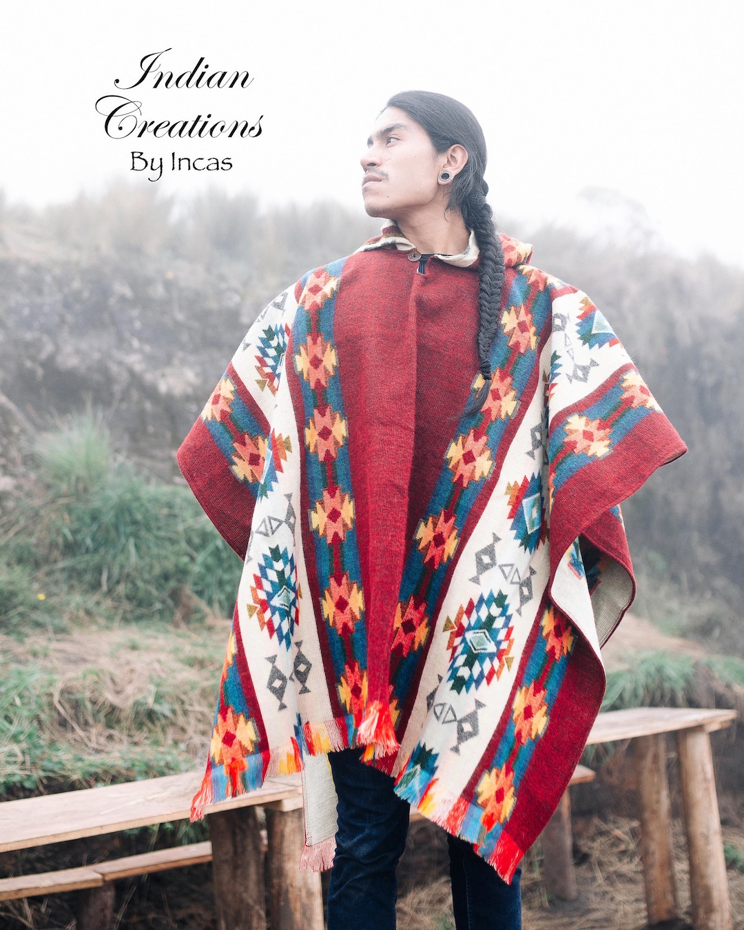 Red Bordeaux Alpaca Poncho