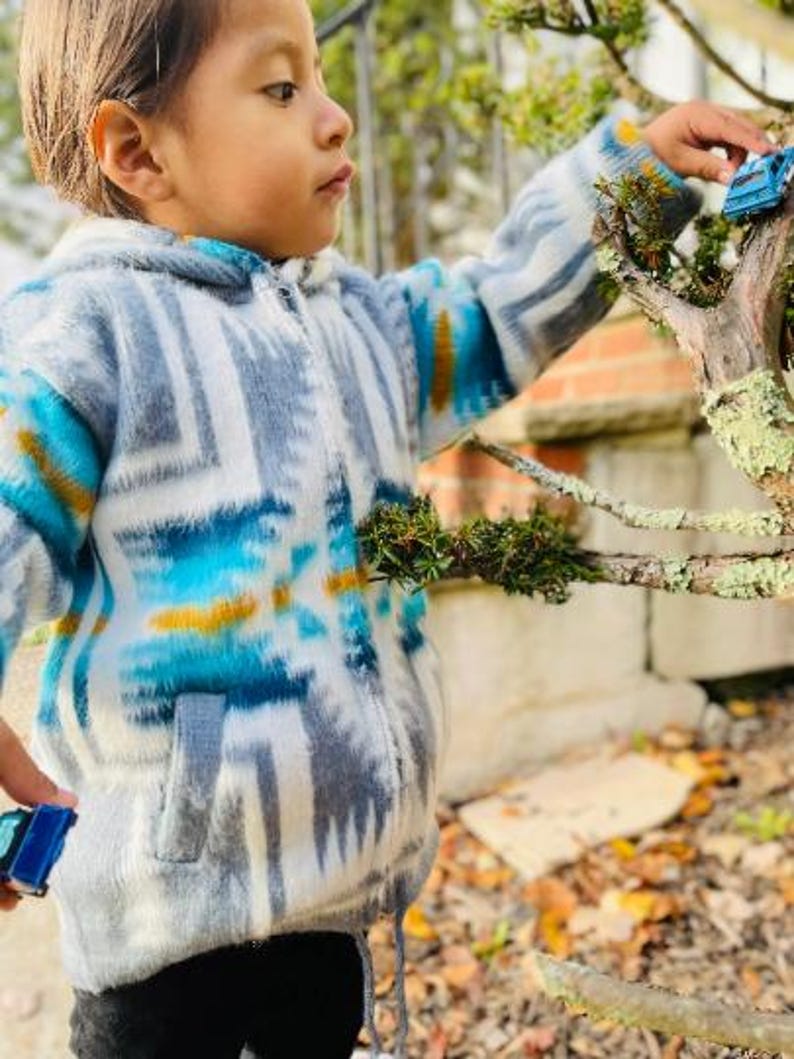 Handmade Alpaca Wool Toddlers/Kids Jackets. (Light Wolves) Unisex. Super Soft, Super Warm, Super Cute. FREE SHIPPING! Gift Ideas image 6