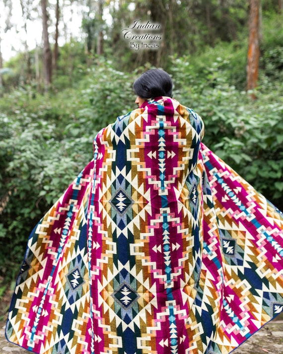 Handmade Alpaca Wool Blanket. rainbow Spectrum Beautifully Designed by Indigenous Crafters. Machine Washable. FREE SHIPPING Gift Ideas. Etsy